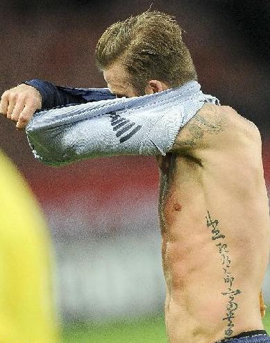 贝克汉姆为什么有那么多纹身,贝克汉姆纹身中文是什么字