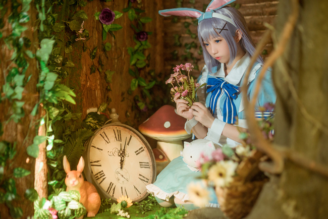 香风智乃cos假发造型过程,香风智乃cos正片户外