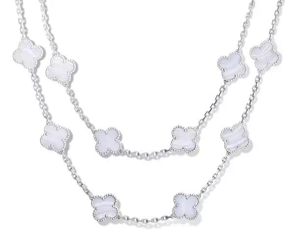 vca四叶草带钻项链系列,vca梵克雅宝四叶草项链