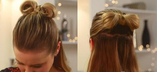 小女孩公主丸子头大蝴蝶结发夹,时尚丸子头秋冬款发饰