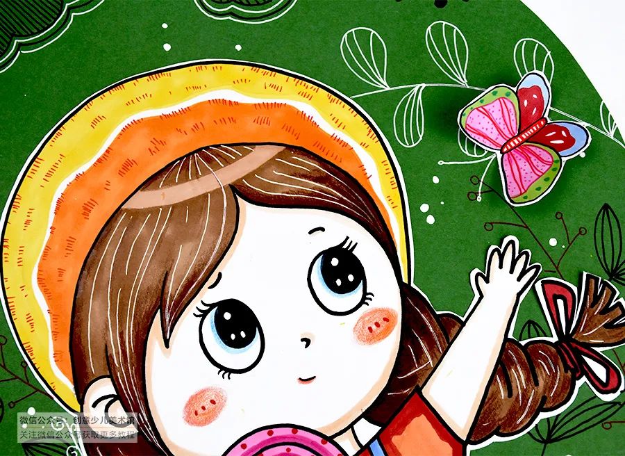 春天题材的儿童画人物图,儿童画卡通人物可爱简单