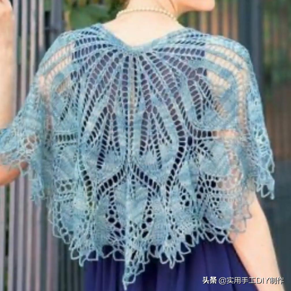 彩色蕾丝钩织披肩拼接花,晓夏手工钩编扇形花披肩