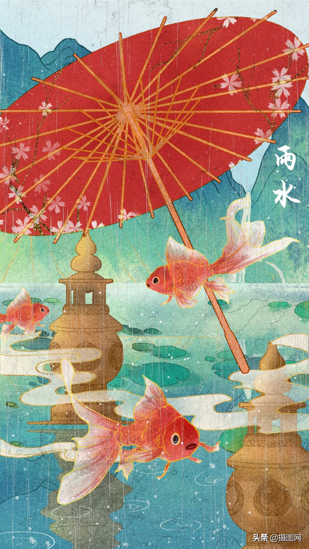 国潮插画水彩图集,水彩新国风插画壁纸