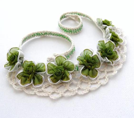 毛线钩织项链配饰教程,毛线钩织各种款式项链视频教程