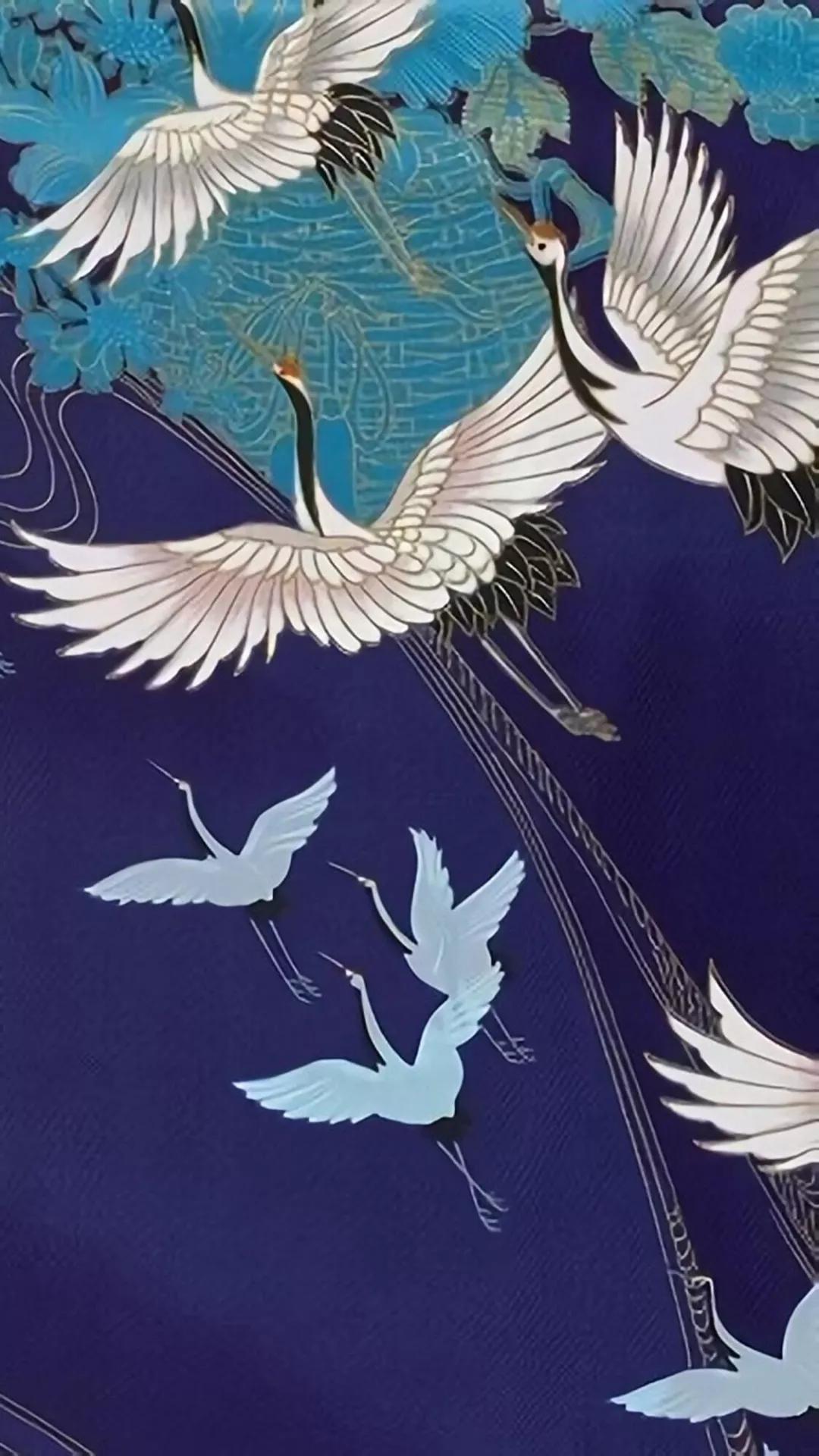 超高清古风仙鹤壁纸,仙鹤图案的中国风壁纸