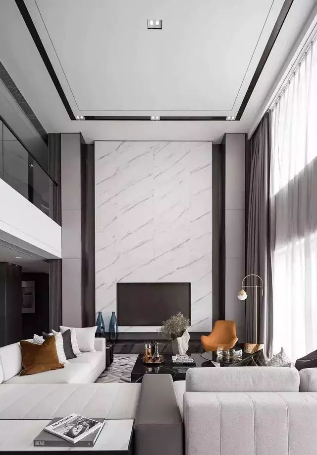 新中式挑空客厅极简风格,意式极简挑空客厅效果图