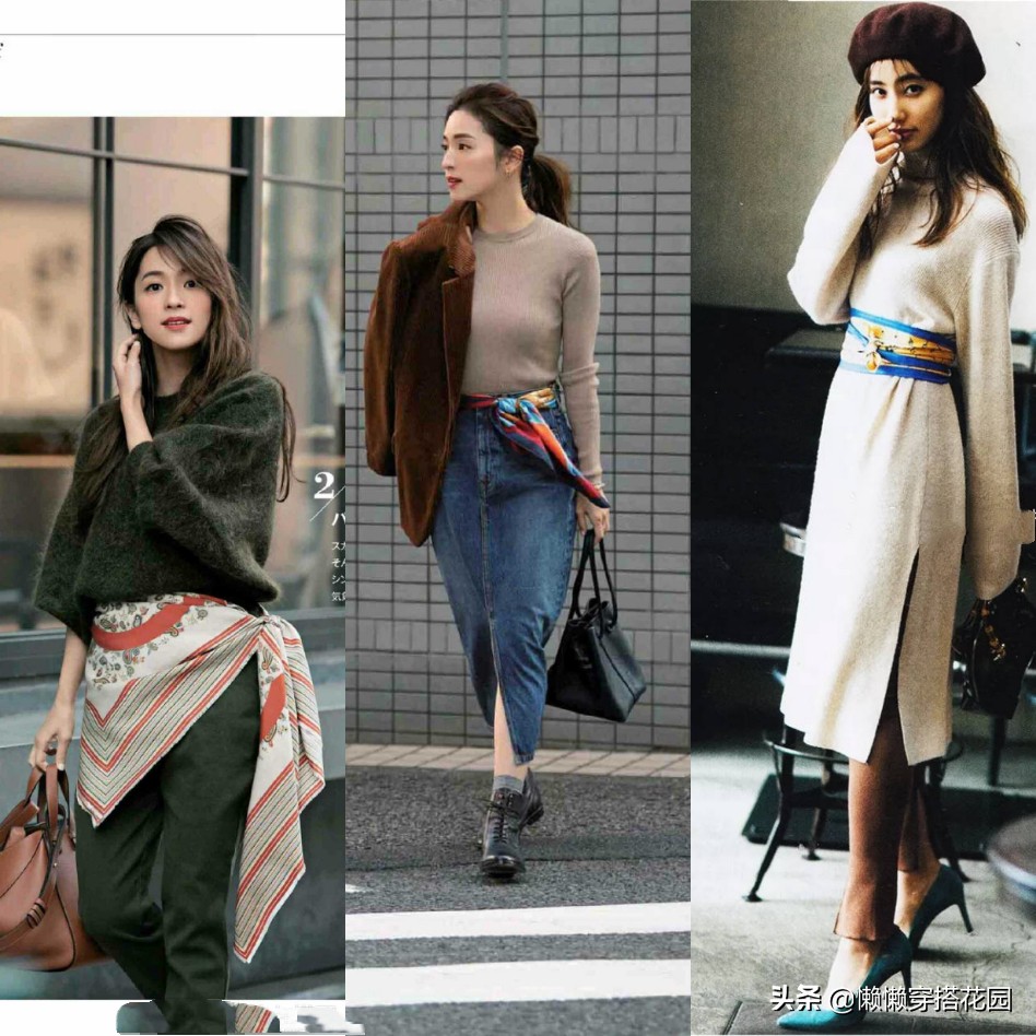 衬衣搭丝巾怎么穿出高级感,大丝巾搭配毛衣的方法穿出高级感