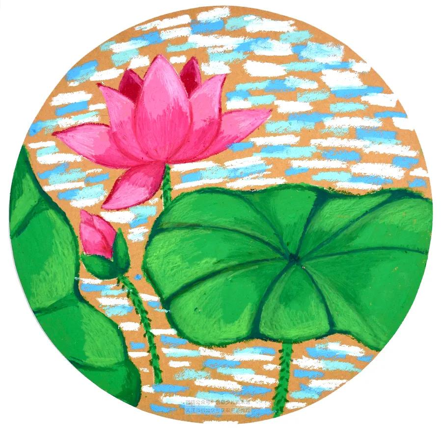 儿童画教程｜油画棒绘画课程《热闹的夏日池塘》