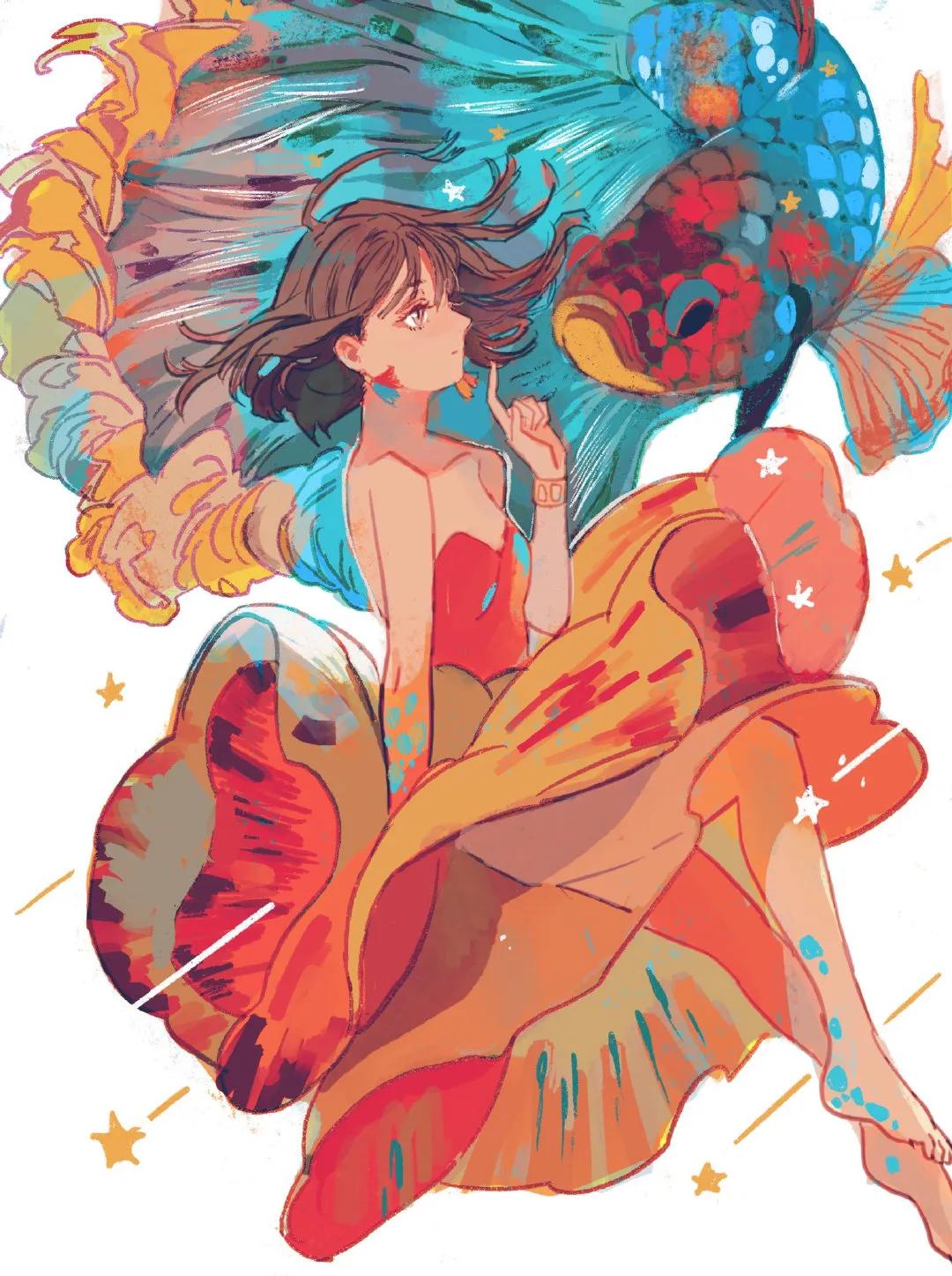 手绘插画天马行空的想象力,手绘二次元少女动漫视频