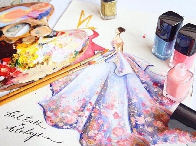 服装设计礼服素描手稿,著名设计师服装设计手稿