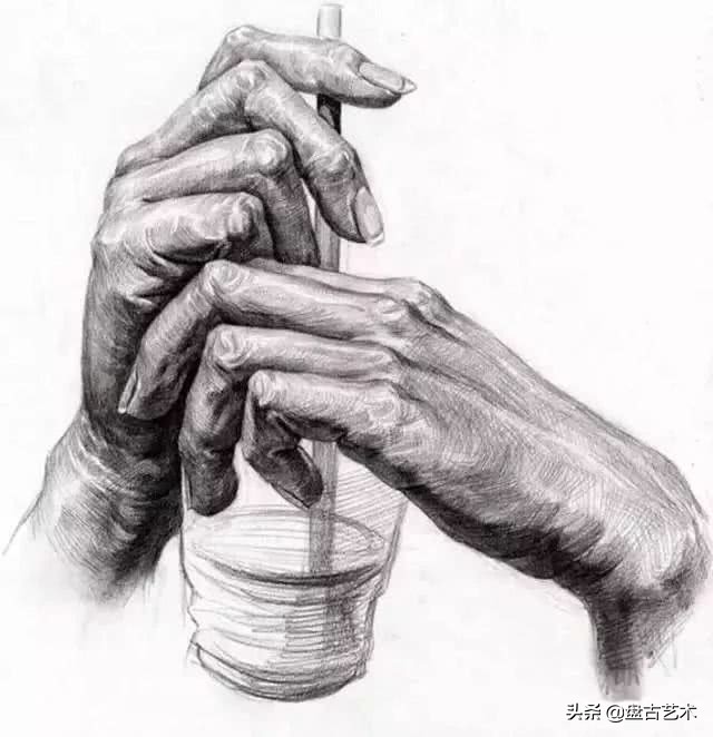 怎样画素描带手半身像才有美感——盘古文化艺术