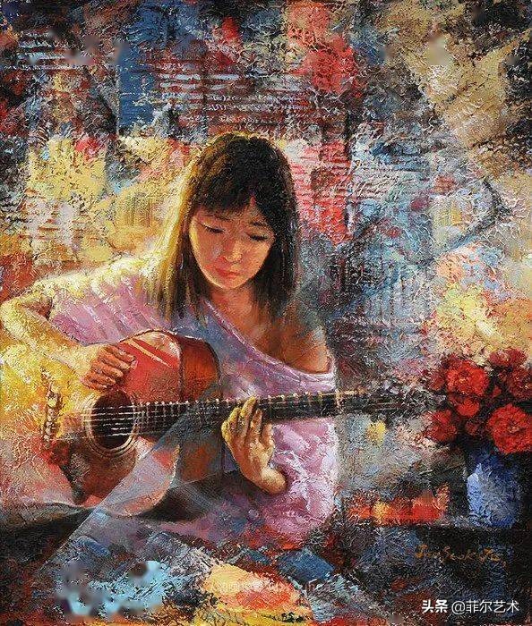 韩国画家朱世柱的作品非常出色,温暖、音乐和神秘