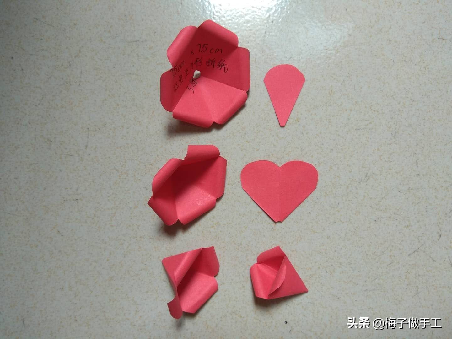 520送情侣玫瑰花折纸简单漂亮,情人节送玫瑰花手工折纸