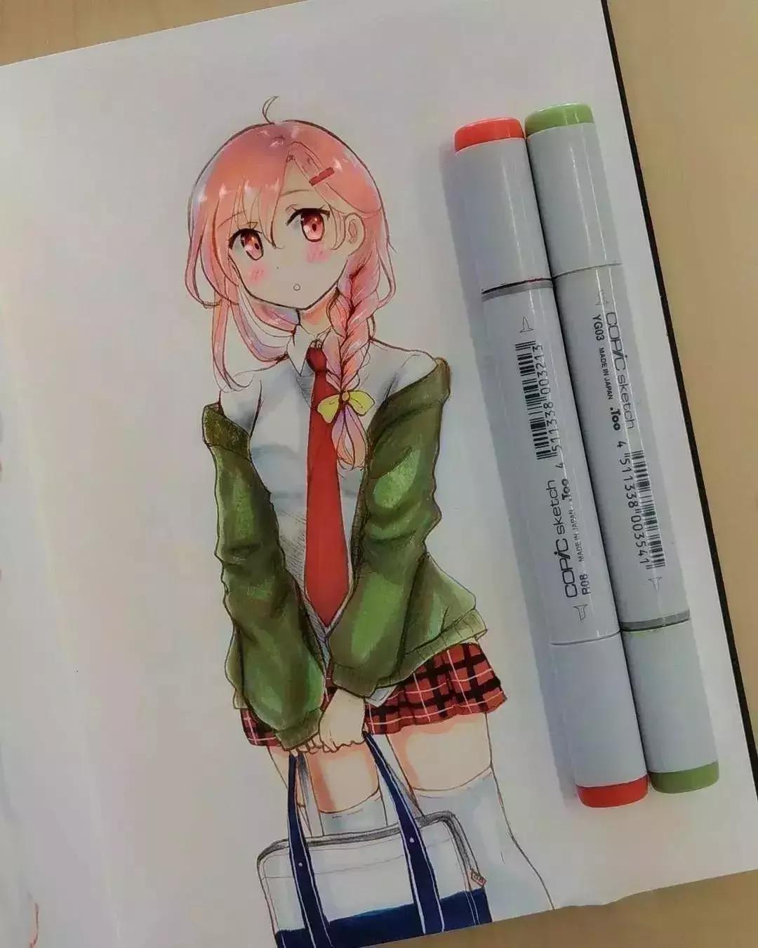 可爱动漫人物手绘马克笔,马克笔好看的动漫人物