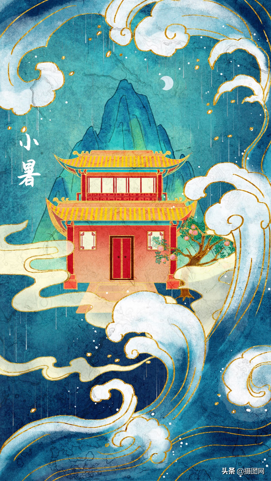 国潮插画水彩图集,水彩新国风插画壁纸