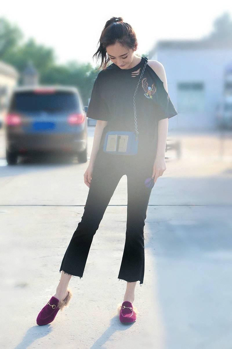 杨幂小白鞋穿搭新中式,杨幂同款流行板鞋搭配图