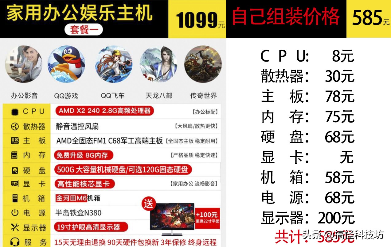 淘宝上1000块的组装电脑可信吗,组装机多少钱可以吃鸡