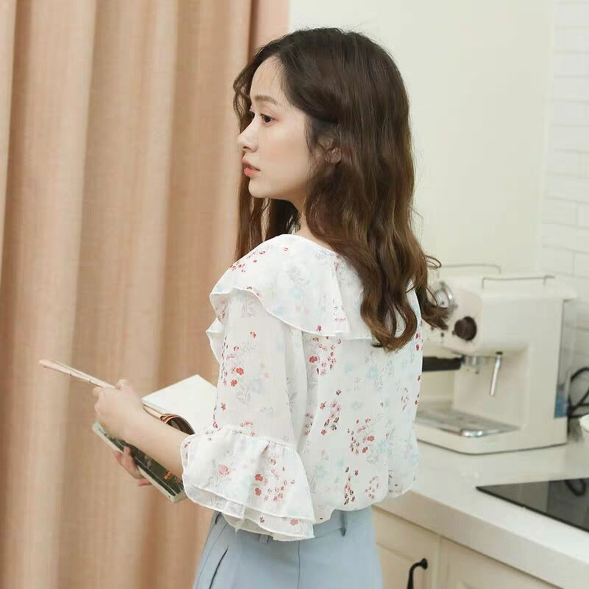 雪纺短袖上衣年轻时尚,雪纺短袖上衣夏季中长