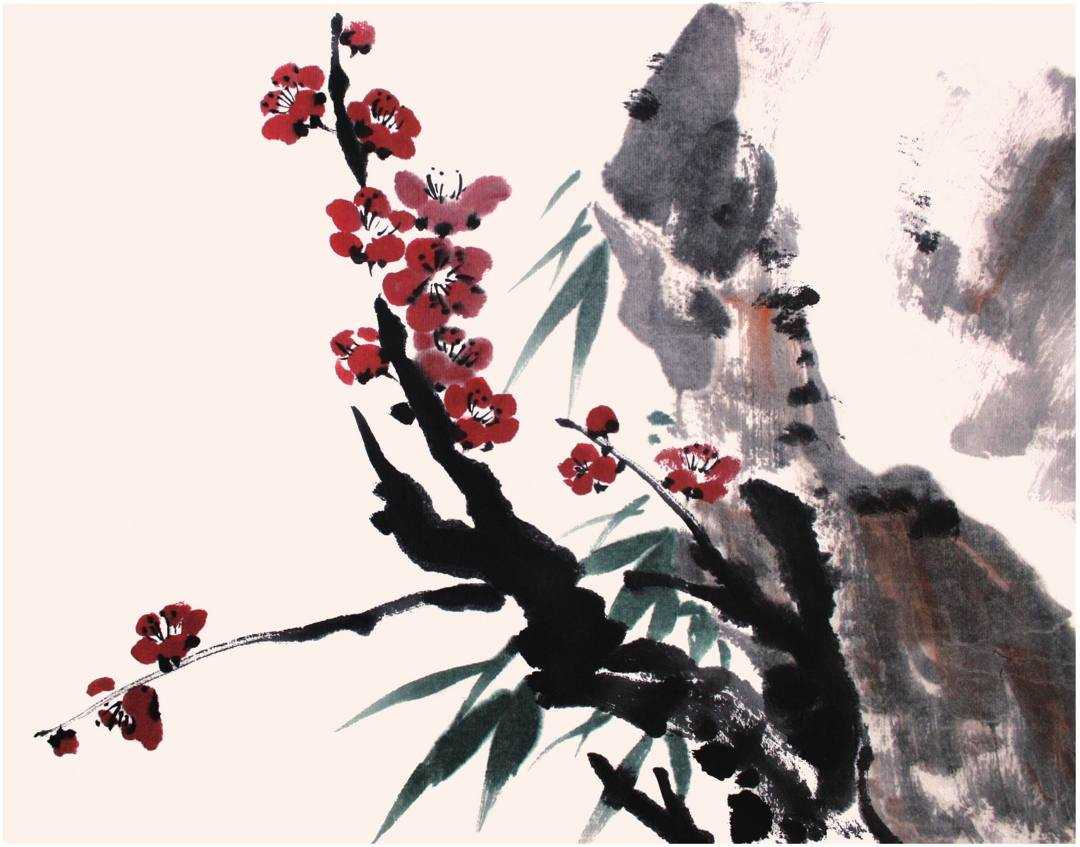 国画梅花花树的画法简单视频,写意花鸟画梅花的画法视频