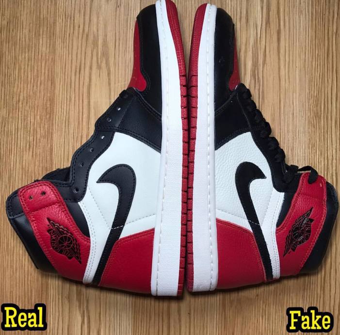 aj黑脚趾正品对比,aj1bred黑红2022