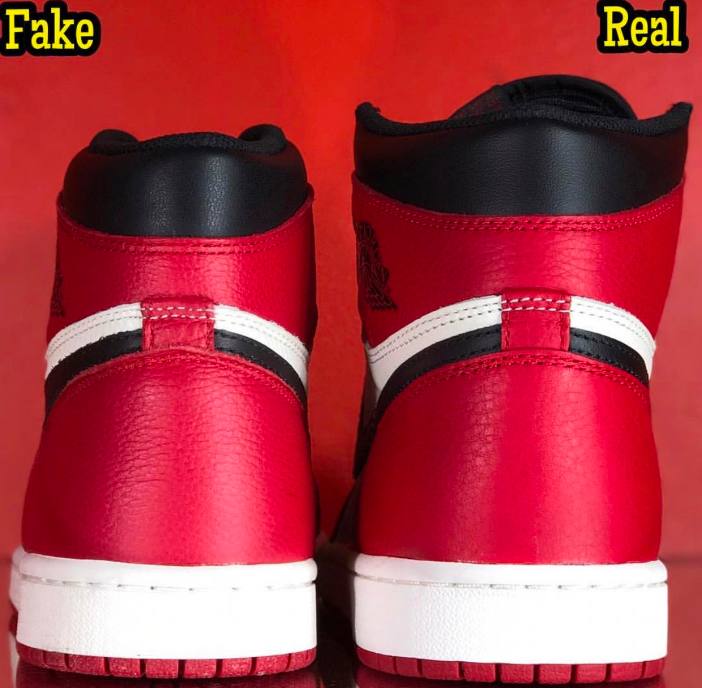 aj1mid芝加哥黑红脚趾真假鉴定方法,aj黑脚趾正品对比