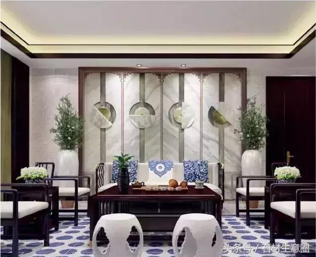 清水出芙蓉天然去雕饰木雕,鱼肚白石材背景墙现代简约