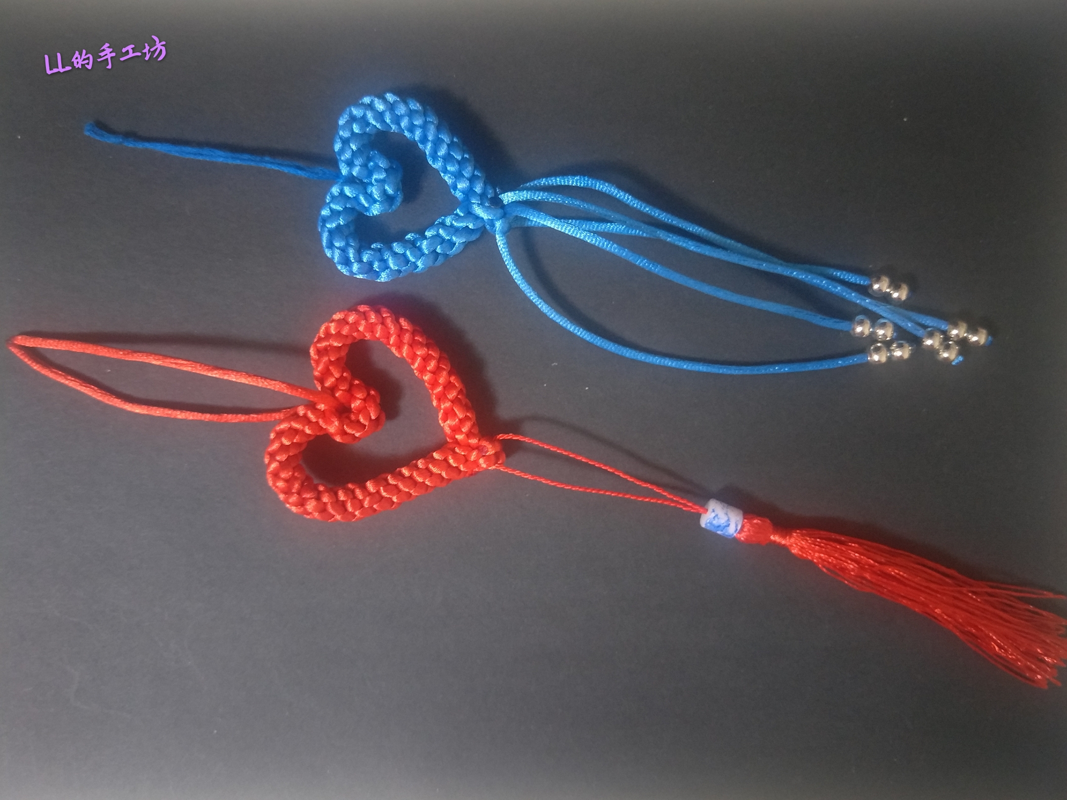 手工编织心形小挂件视频教程,一根绳子编好看吊坠简单