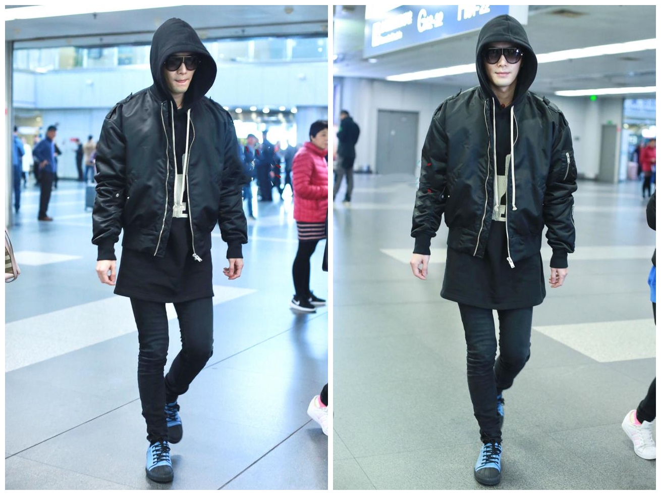 陈学冬干练西装助阵,陈学冬机场穿卫衣