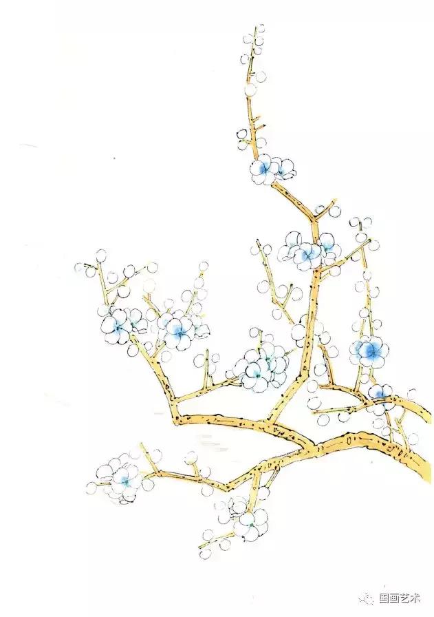 彩墨梅花国画作品欣赏,彩墨梅花画法步骤