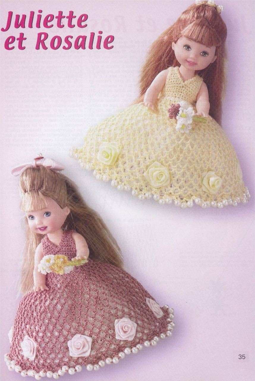 钩织芭比娃娃衣服,17厘米芭比娃娃衣钩织教程