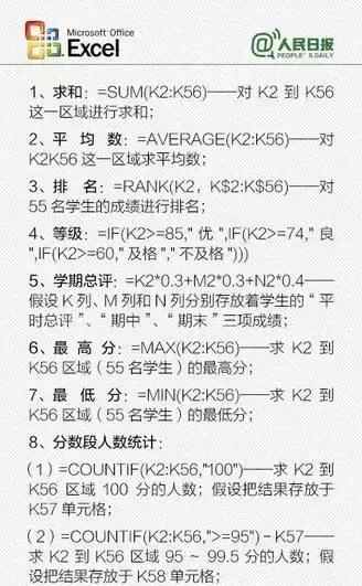 excel的常用计算公式大全,excel常用计算公式大全