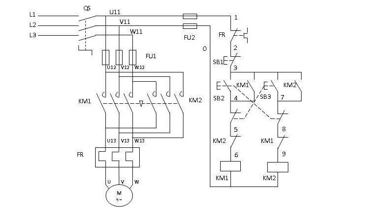 教你三步看懂电路图正反转,电机正转10秒后自动反转电路图