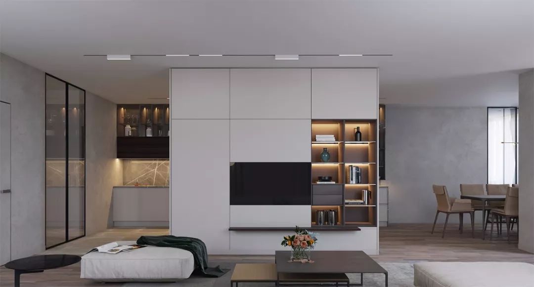 客厅电视背景墙简约小柜子效果图,2021现代简约背景墙效果图客厅