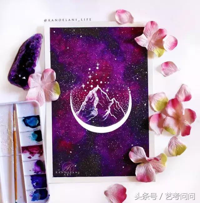 星空图片手绘水彩画视频,三至五年级水彩画星空画