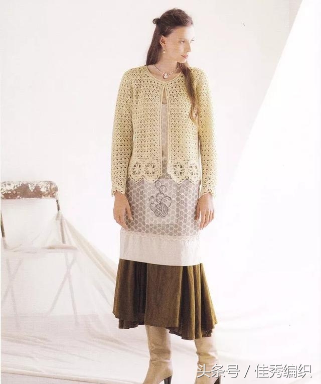 钩针钩织开衫外套的教程,蕾丝线钩针编织夏季开衫教程图