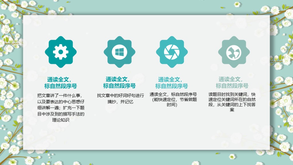 淡雅小花朵ppt模板,清新ppt模板蓝底小花