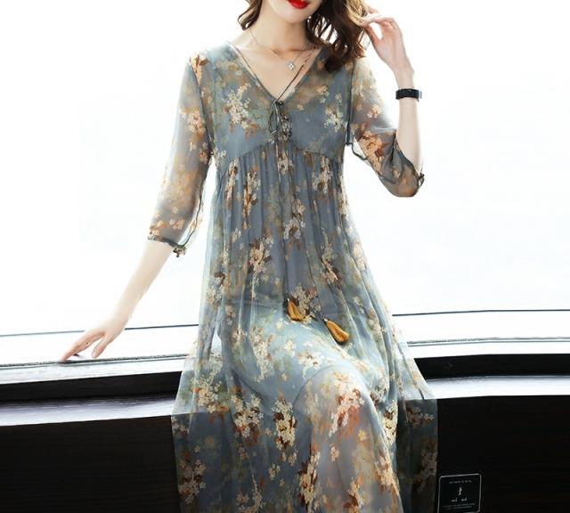 大码甜美碎花方领连衣裙,女装连衣裙夏季甜美碎花