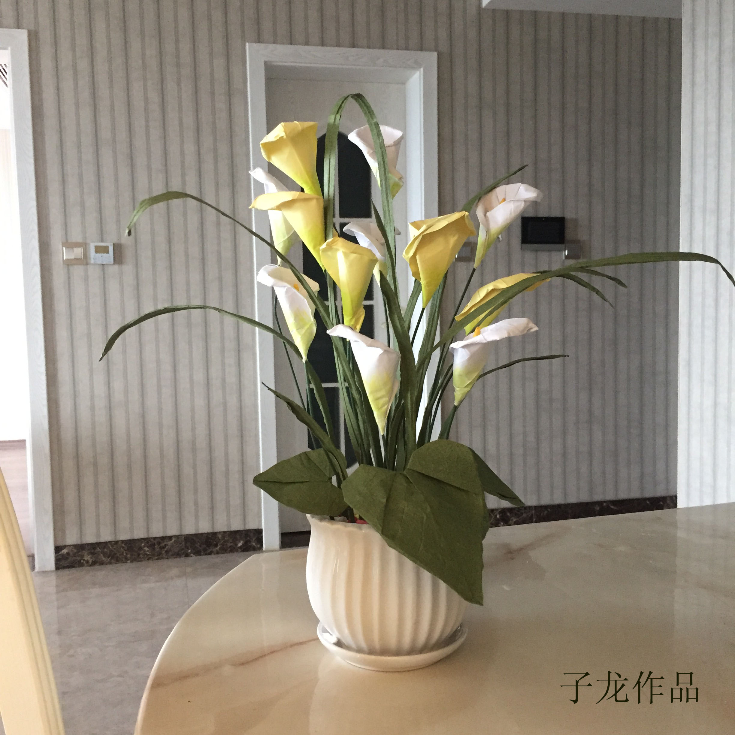 折纸马蹄莲花步骤,清明折纸白色马蹄莲花