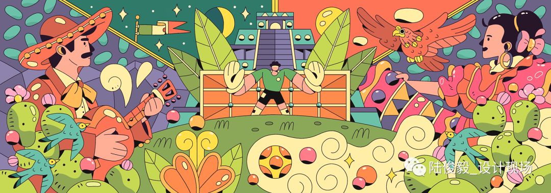 色彩构成世界杯插画图案,世界杯主题涂鸦