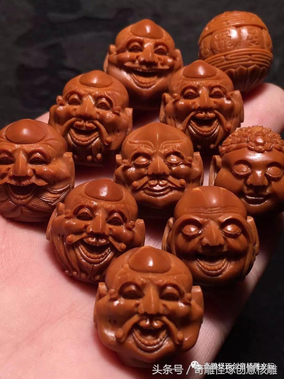 世界顶级极品橄榄核雕十八罗汉,知翠轩橄榄核雕双面十八罗汉价格