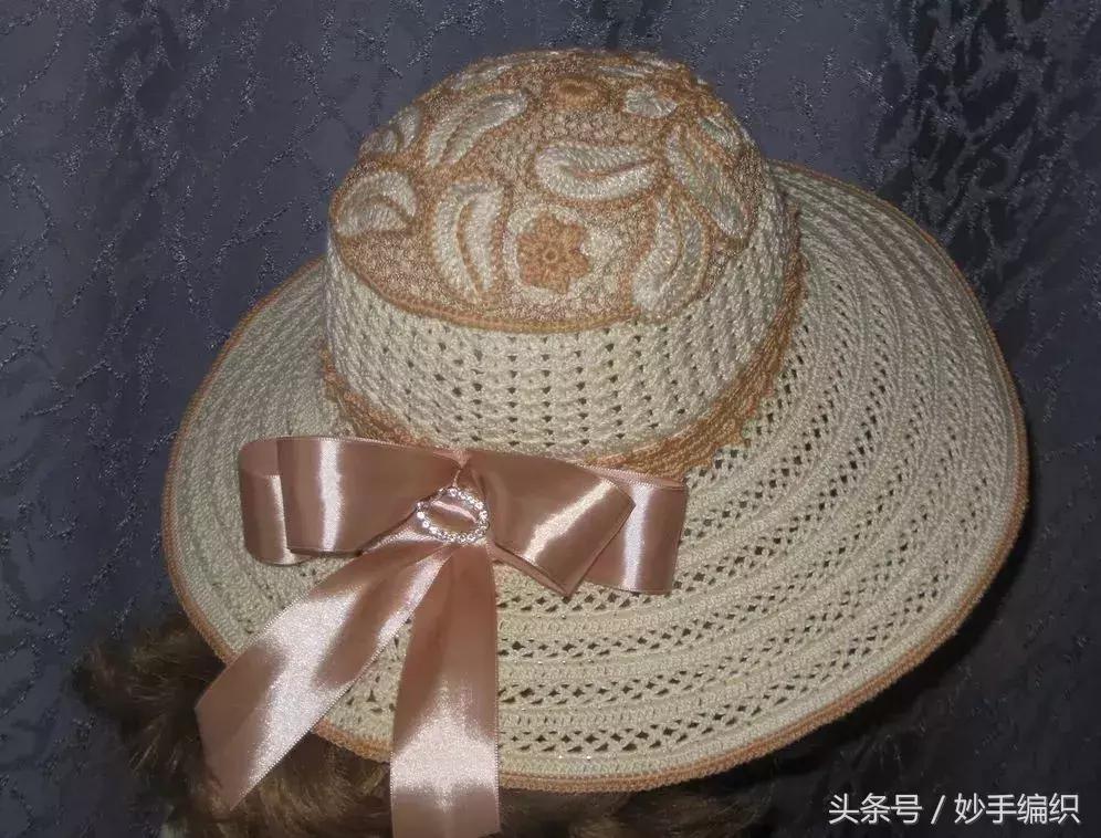 空心线钩太阳帽教程视频,空顶遮阳帽的钩法