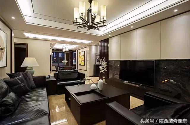 中式无主灯客厅吊顶效果图,80平客厅法式吊顶