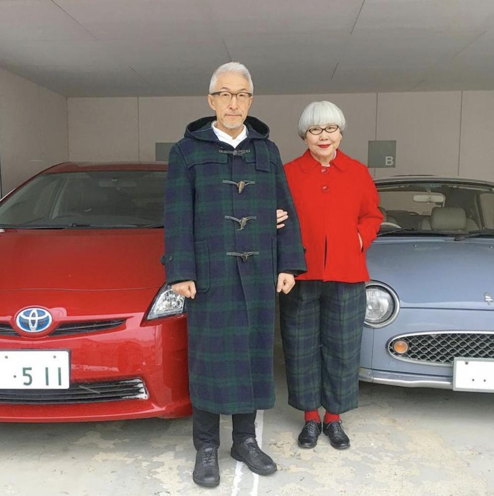 日本网红夫妇穿搭七十岁,日本bonpon夫妇穿搭