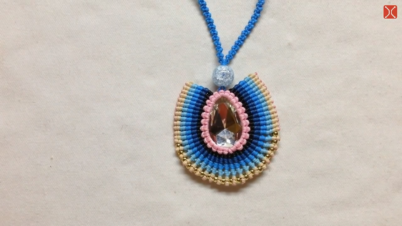 水晶编绳项链吊坠教程,水晶项链编织法带吊坠的