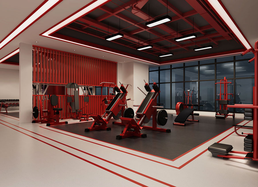 健身会所健身房设计案例效果图