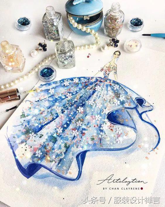 时装手绘|用指甲油画出高定时装的新加坡女插画师ChanClayrene