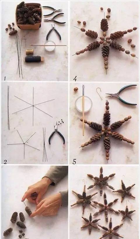 用松塔做的创意吊饰,松塔加树枝创意手工吊饰