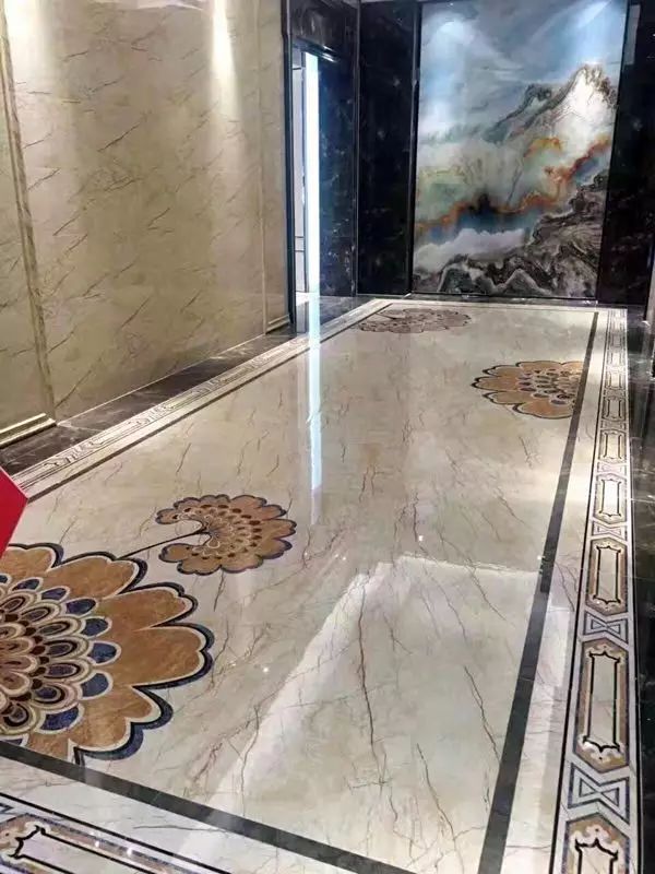 大理石水刀拼花客厅效果图,让人惊艳的水刀拼花图集