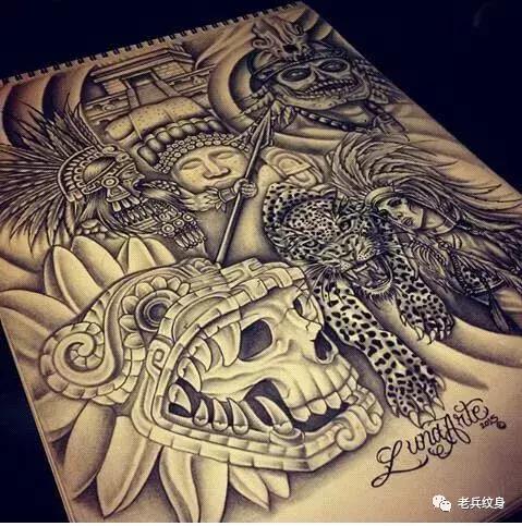 纹身玛雅图腾花臂图案大全,玛雅纹身图腾素材