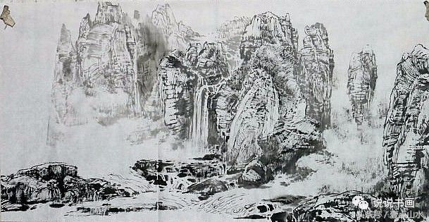 一整幅山水画画法教学a4纸,泼墨山水画技法竖幅